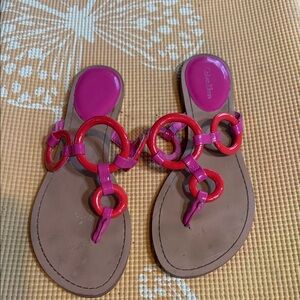 Calvin Klein Pink and Red Women's Sandals